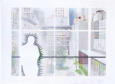 Moi au Moma-2021- aquarelle et pastel sur papier, 76X57 cm